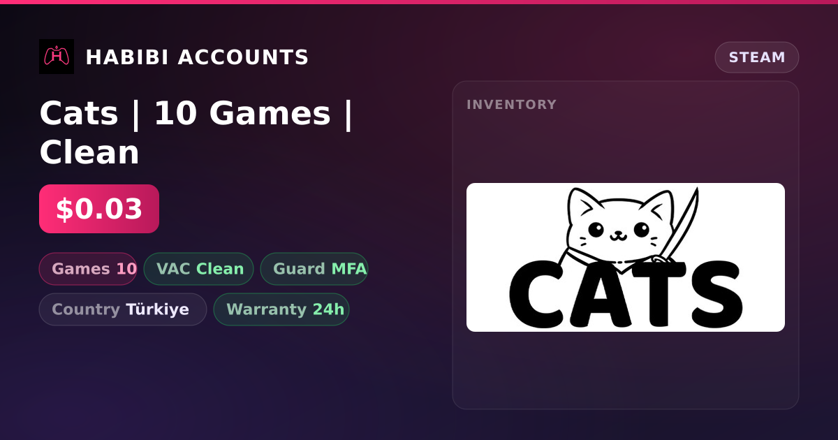 Cats | 10 Games | Clean — HabibiAccounts