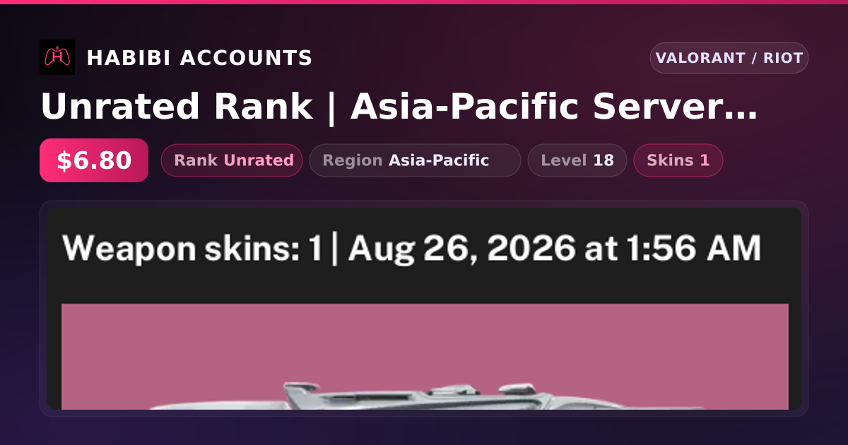 Unrated Rank | Asia-Pacific Server | 1 Skins | Level 18 — HabibiAccounts