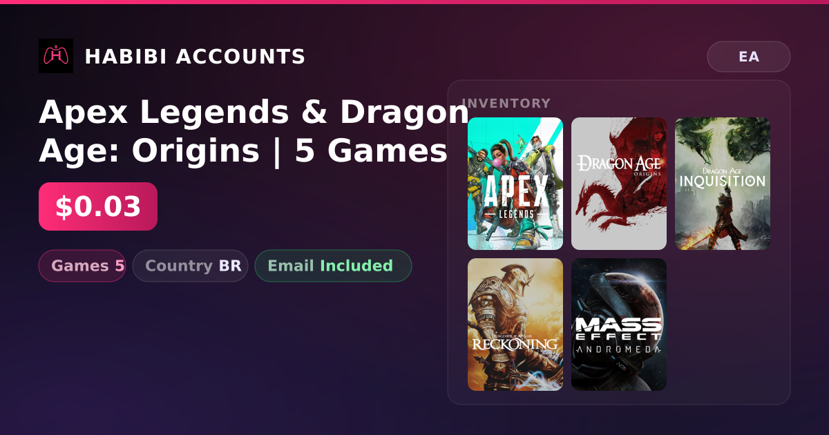 Apex Legends & Dragon Age: Origins | 5 Games — HabibiAccounts
