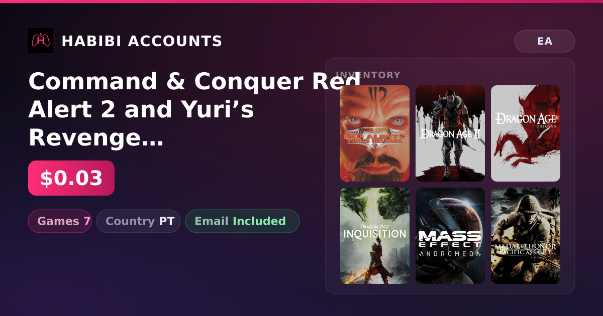 Command & Conquer Red Alert 2 and Yuri’s Revenge & Dragon Age 2 | 7 Games — HabibiAccounts