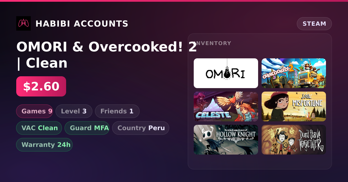 OMORI & Overcooked! 2 | Clean — HabibiAccounts