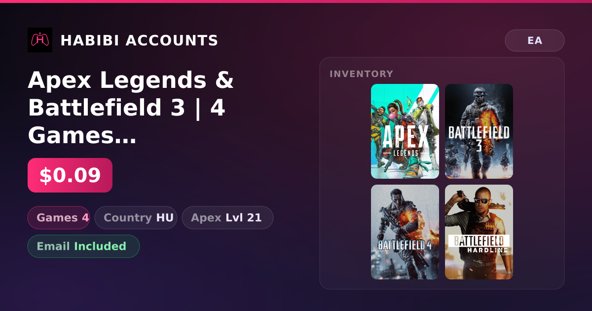 Apex Legends & Battlefield 3 | 4 Games | Apex Lvl 21 — HabibiAccounts