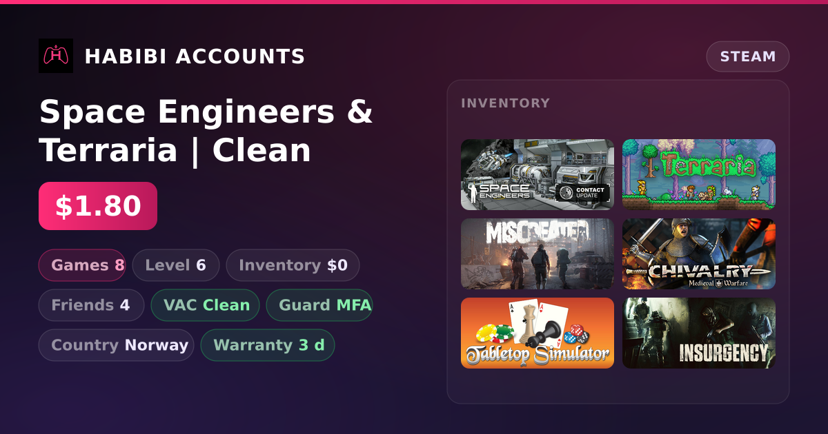 Space Engineers & Terraria | Clean — HabibiAccounts