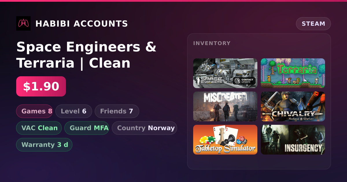 Space Engineers & Terraria | Clean — HabibiAccounts