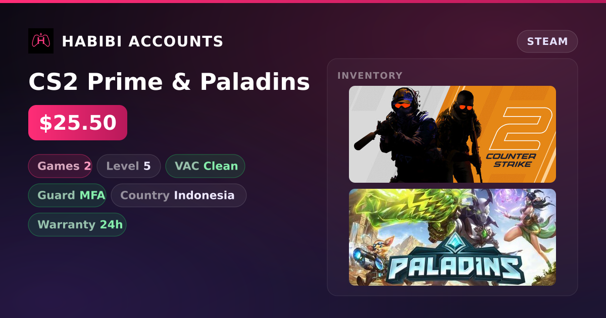 CS2 Prime & Paladins — HabibiAccounts