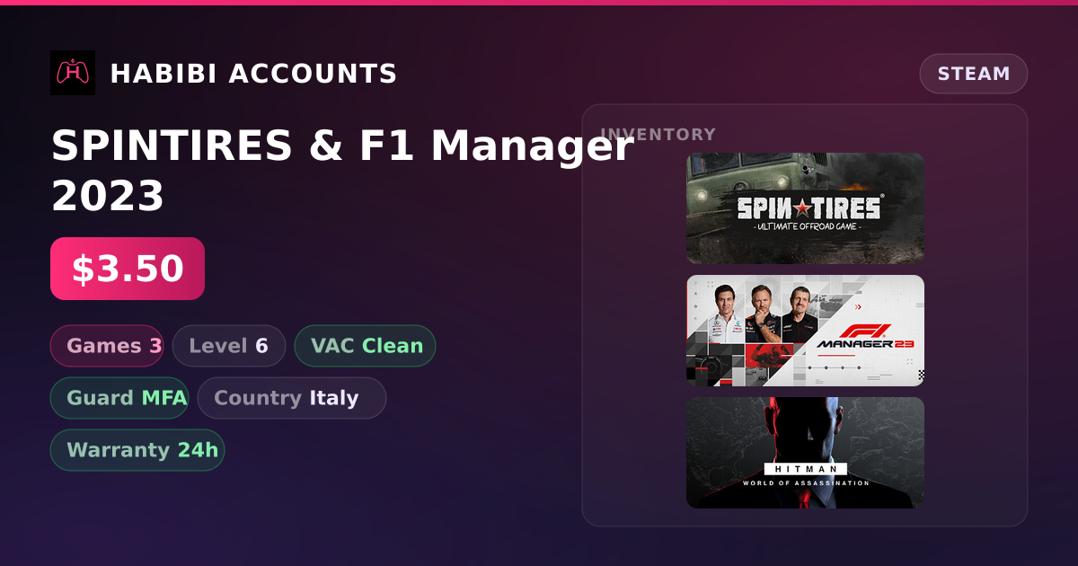 SPINTIRES & F1 Manager 2023 — HabibiAccounts