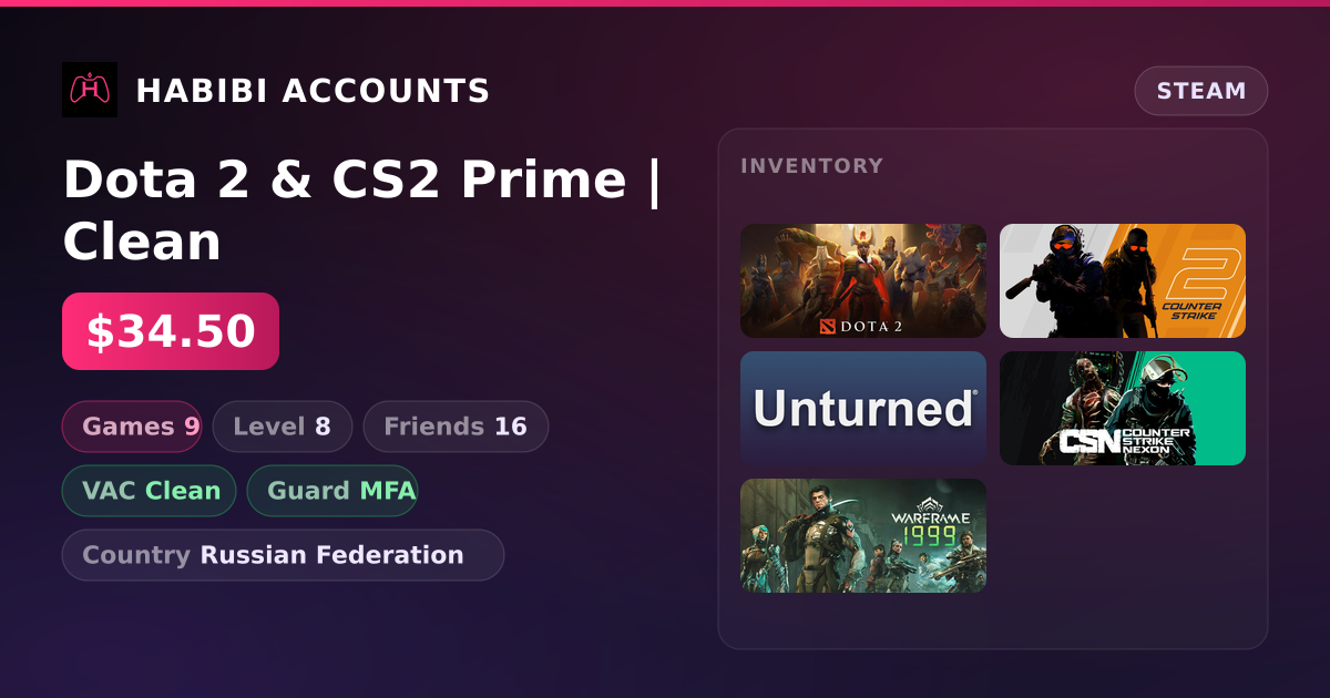 Dota 2 & CS2 Prime | Clean