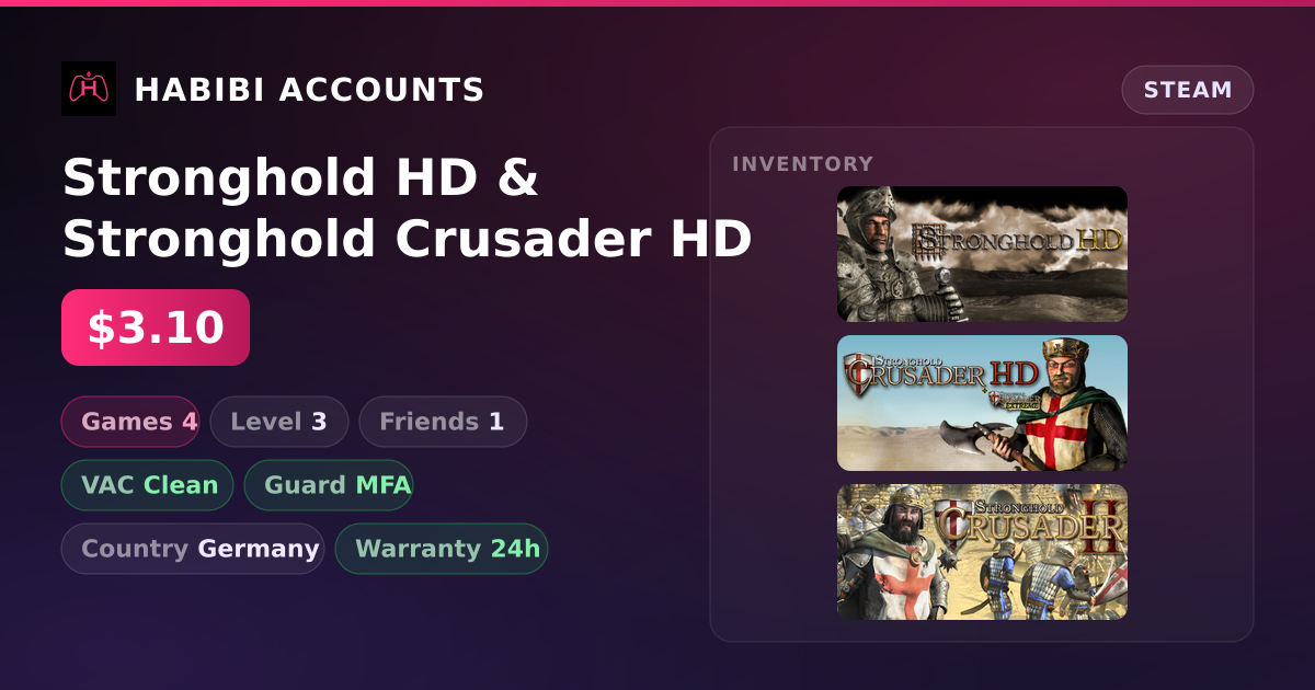 Stronghold HD & Stronghold Crusader HD — HabibiAccounts