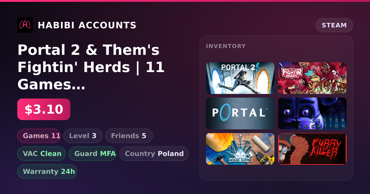 Portal 2 & Them's Fightin' Herds | 11 Games | Clean