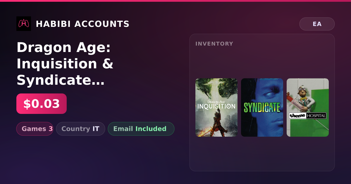 Dragon Age: Inquisition & Syndicate (1993) | 3 Games — HabibiAccounts