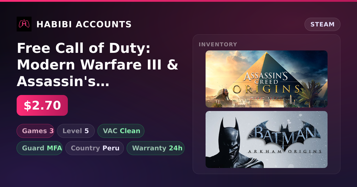 Free Call of Duty: Modern Warfare III & Assassin's Creed Origins