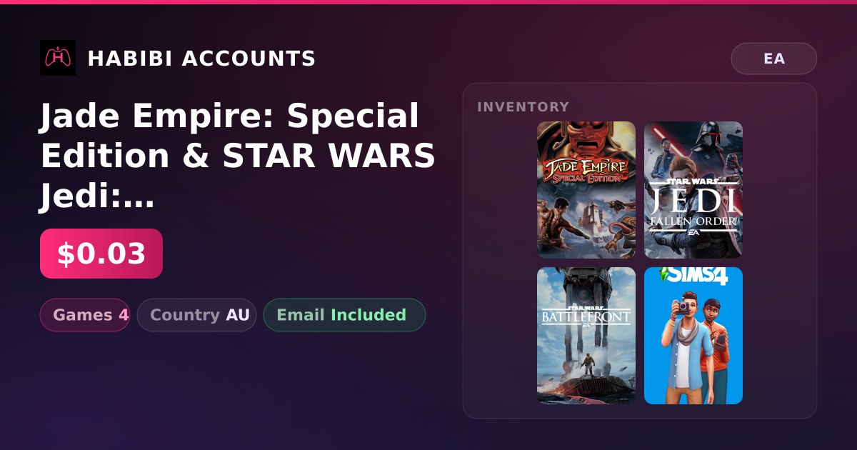 Jade Empire: Special Edition & STAR WARS Jedi: Fallen Order | 4 Games — HabibiAccounts