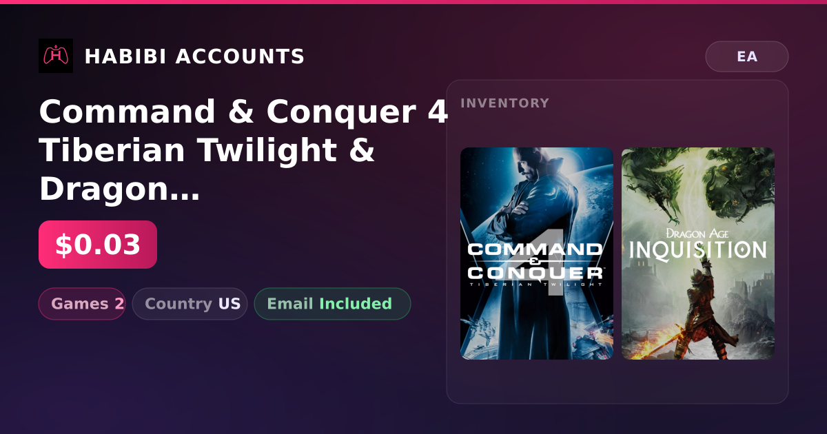 Command & Conquer 4 Tiberian Twilight & Dragon Age: Inquisition | 2 Games — HabibiAccounts
