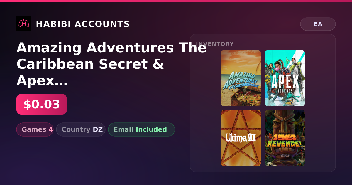 Amazing Adventures The Caribbean Secret & Apex Legends | 4 Games — HabibiAccounts
