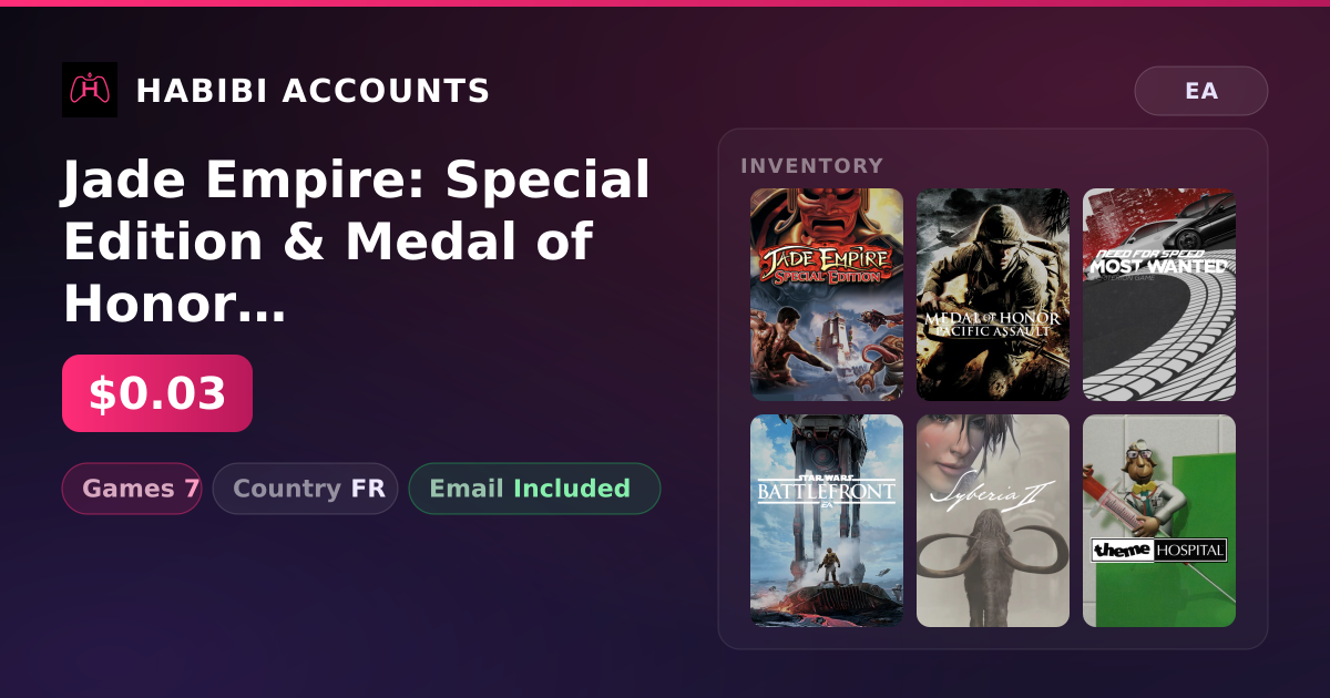Jade Empire: Special Edition & Medal of Honor Pacific Assault | 7 Games — HabibiAccounts