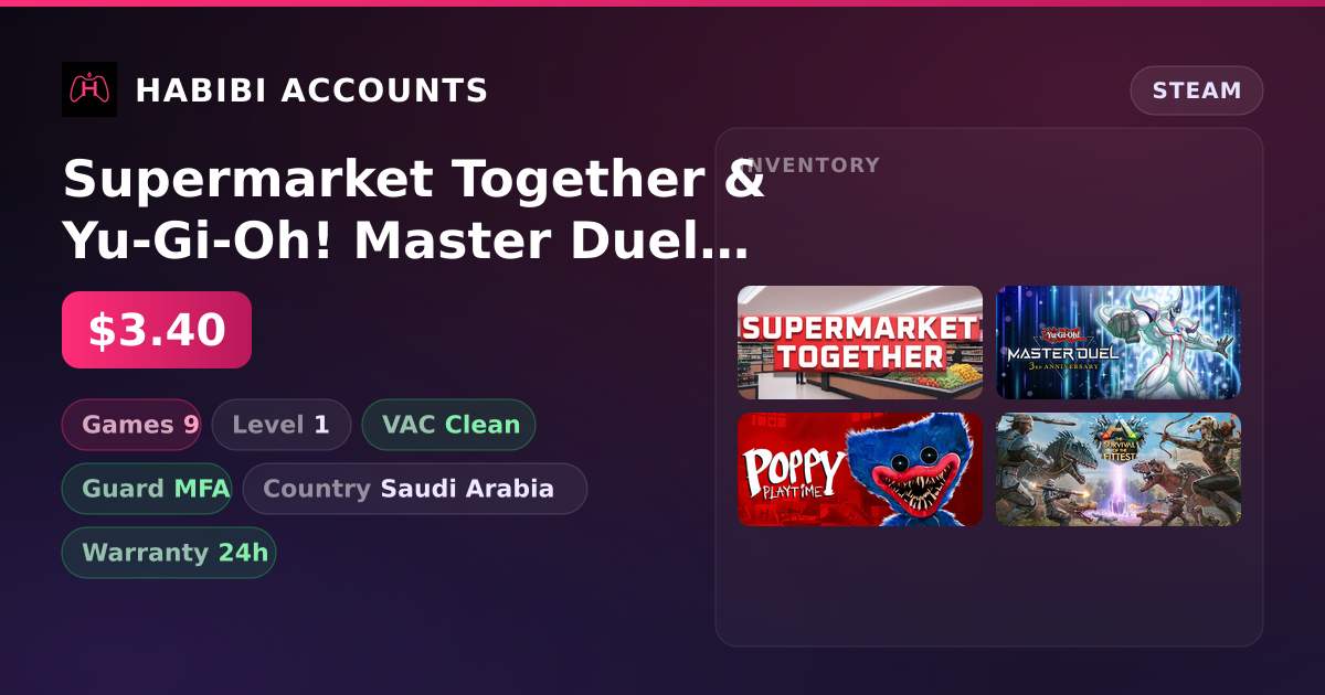 Supermarket Together & Yu-Gi-Oh! Master Duel | Clean — HabibiAccounts