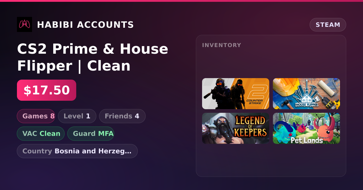 CS2 Prime & House Flipper | Clean — HabibiAccounts