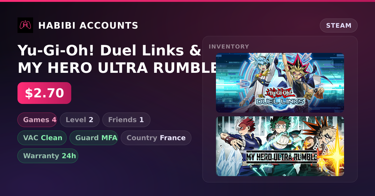 Yu-Gi-Oh! Duel Links & MY HERO ULTRA RUMBLE — HabibiAccounts