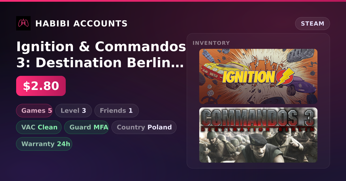 Ignition & Commandos 3: Destination Berlin | Clean — HabibiAccounts