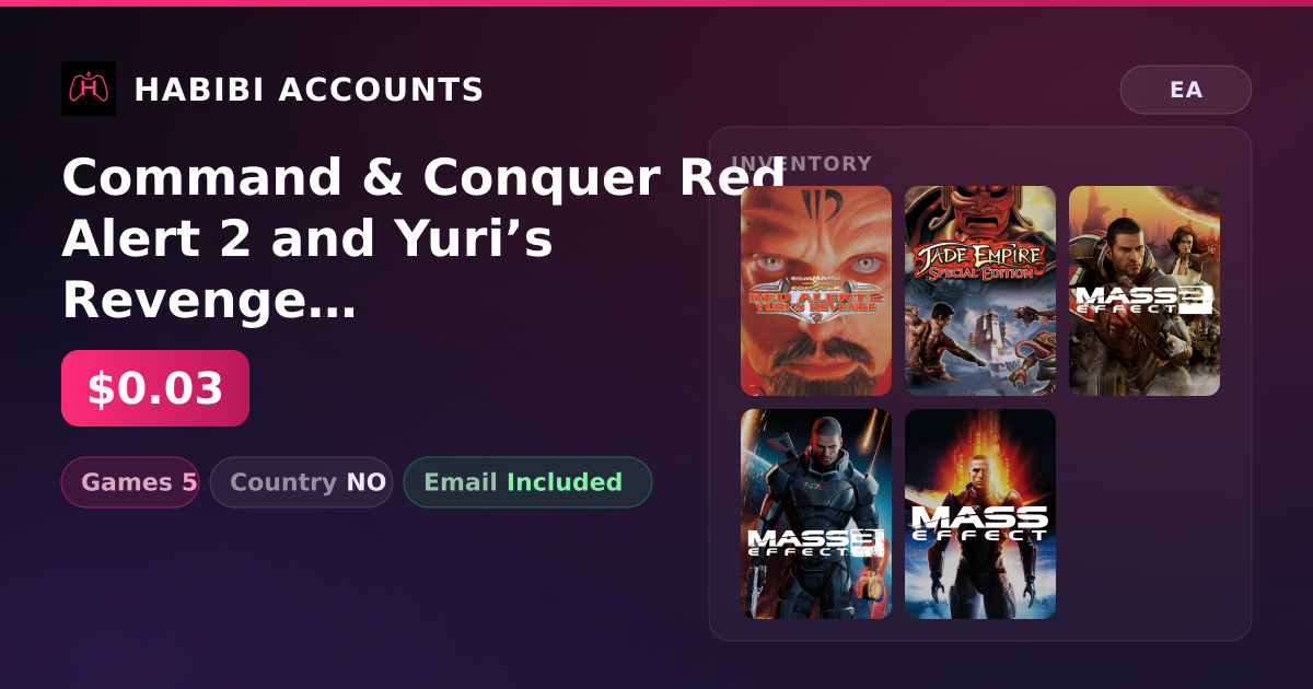 Command & Conquer Red Alert 2 and Yuri’s Revenge & Jade Empire: Special Edition | 5 Games — HabibiAccounts