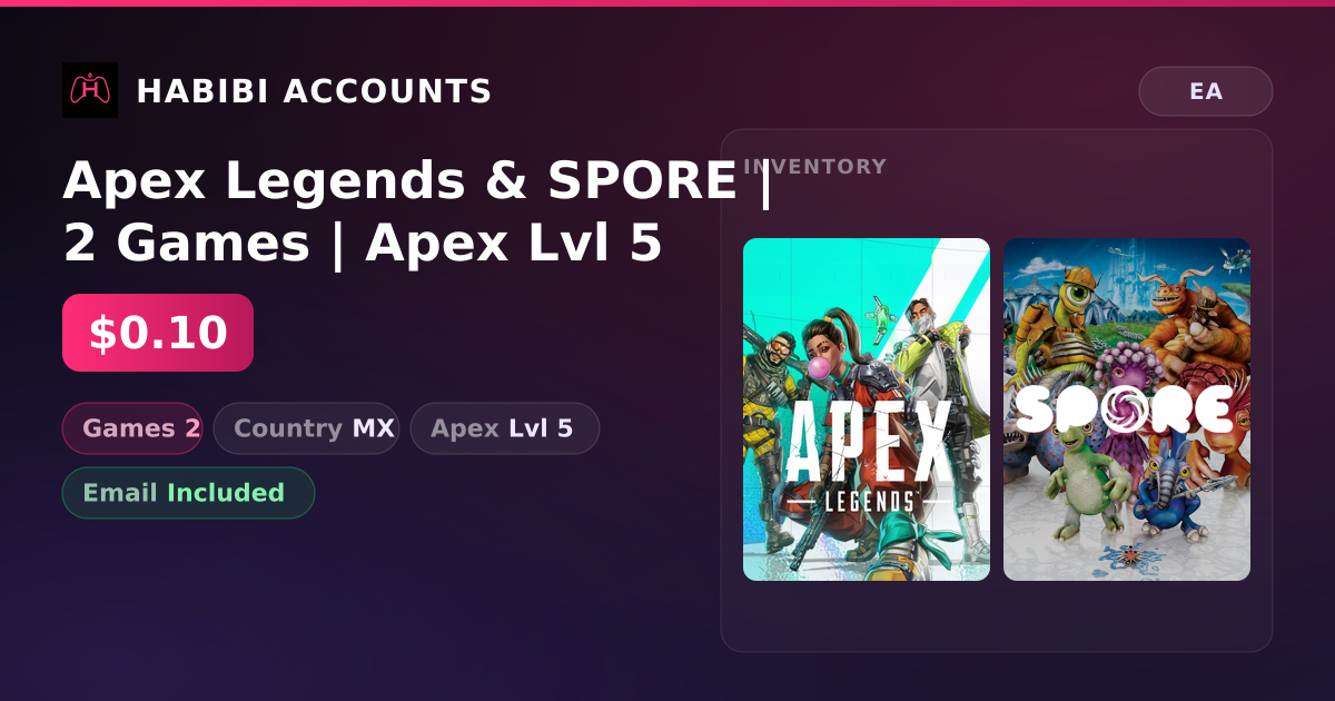 Apex Legends & SPORE | 2 Games | Apex Lvl 5 — HabibiAccounts