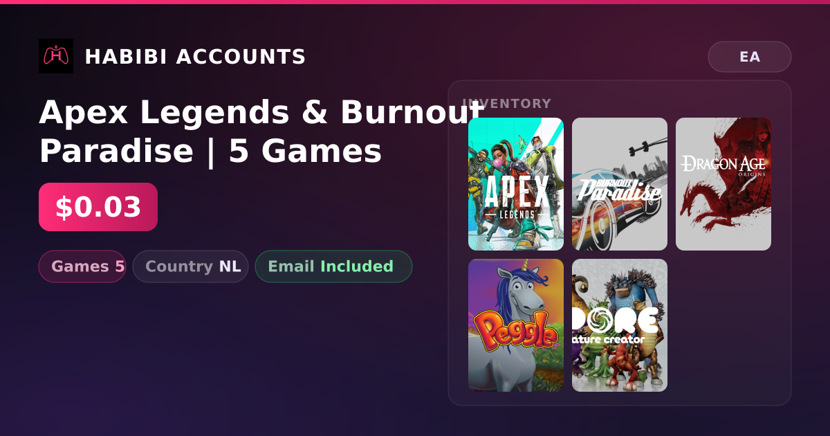 Apex Legends & Burnout Paradise | 5 Games — HabibiAccounts