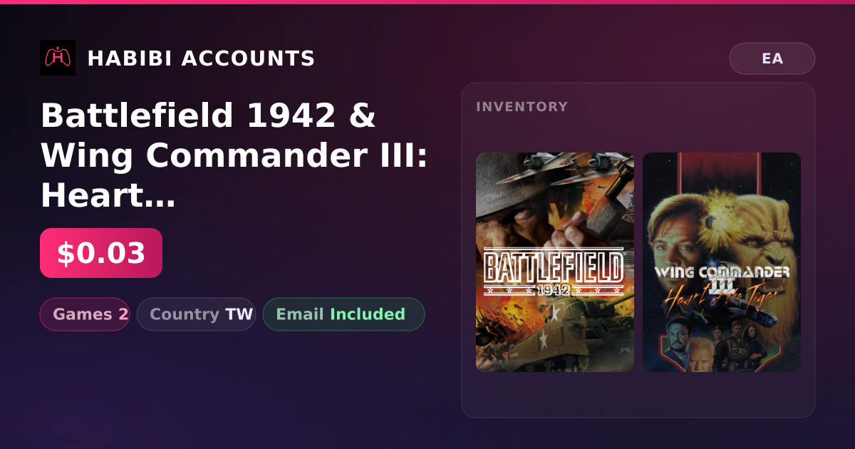 Battlefield 1942 & Wing Commander III: Heart of the Tiger | 2 Games — HabibiAccounts