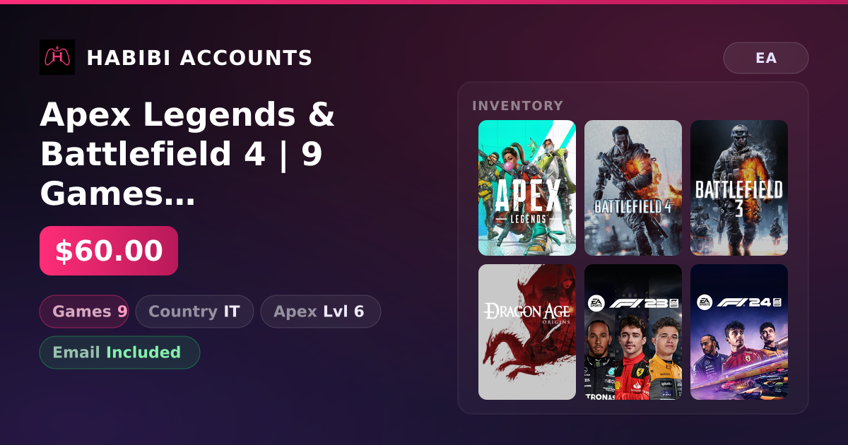 Apex Legends & Battlefield 4 | 9 Games | Apex Lvl 6