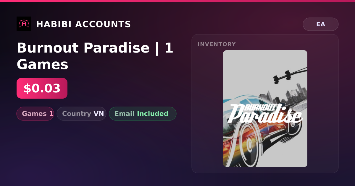 Burnout Paradise | 1 Games — HabibiAccounts