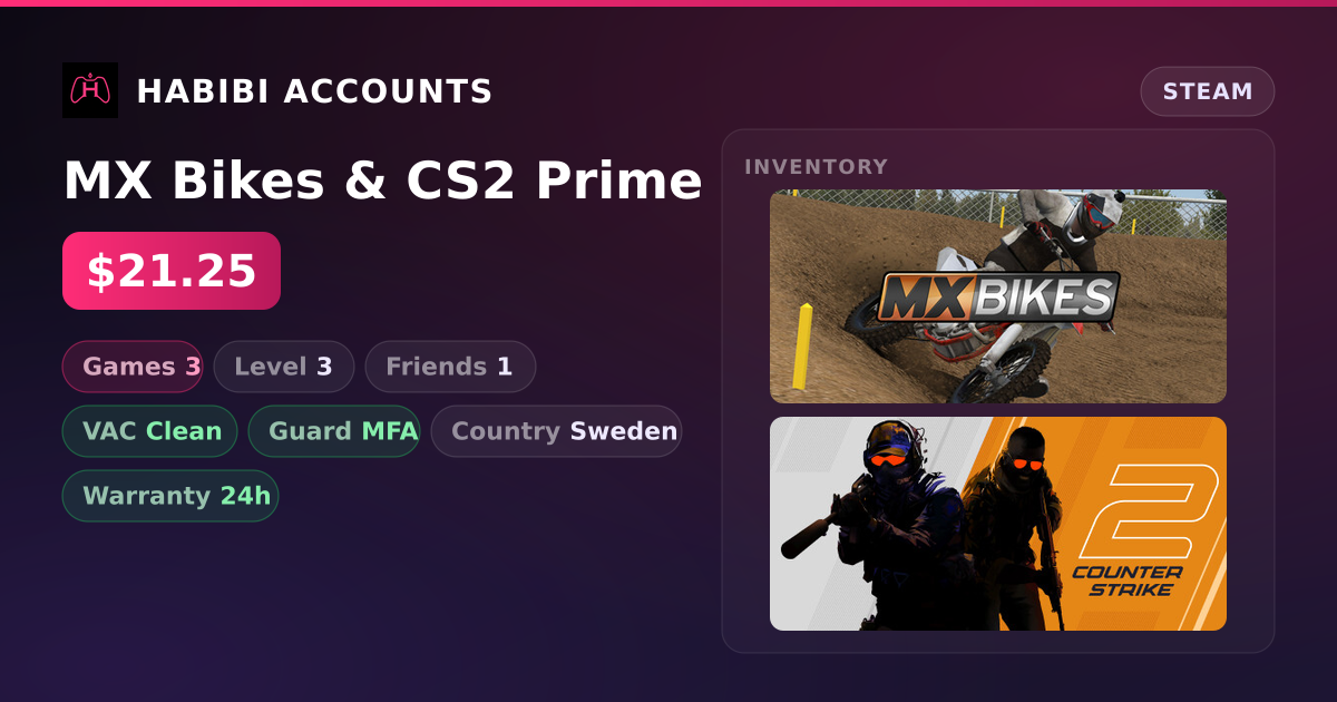 MX Bikes & CS2 Prime — HabibiAccounts