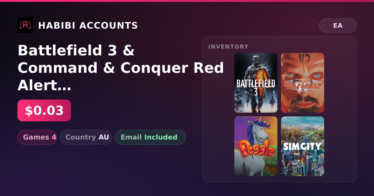 Battlefield 3 & Command & Conquer Red Alert 2 and Yuri’s Revenge | 4 Games — HabibiAccounts