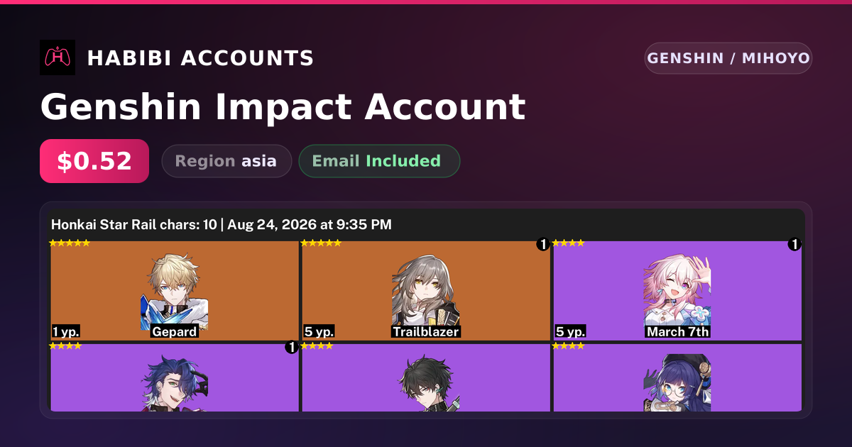 Genshin Impact Account — HabibiAccounts