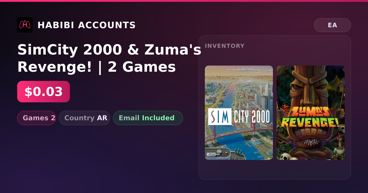 SimCity 2000 & Zuma's Revenge! | 2 Games — HabibiAccounts