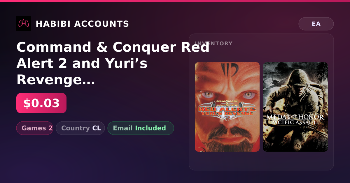 Command & Conquer Red Alert 2 and Yuri’s Revenge & Medal of Honor Pacific Assault | 2 Games — HabibiAccounts