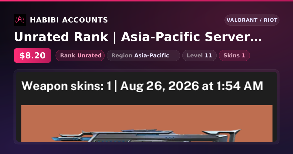 Unrated Rank | Asia-Pacific Server | 1 Skins | Level 11 — HabibiAccounts