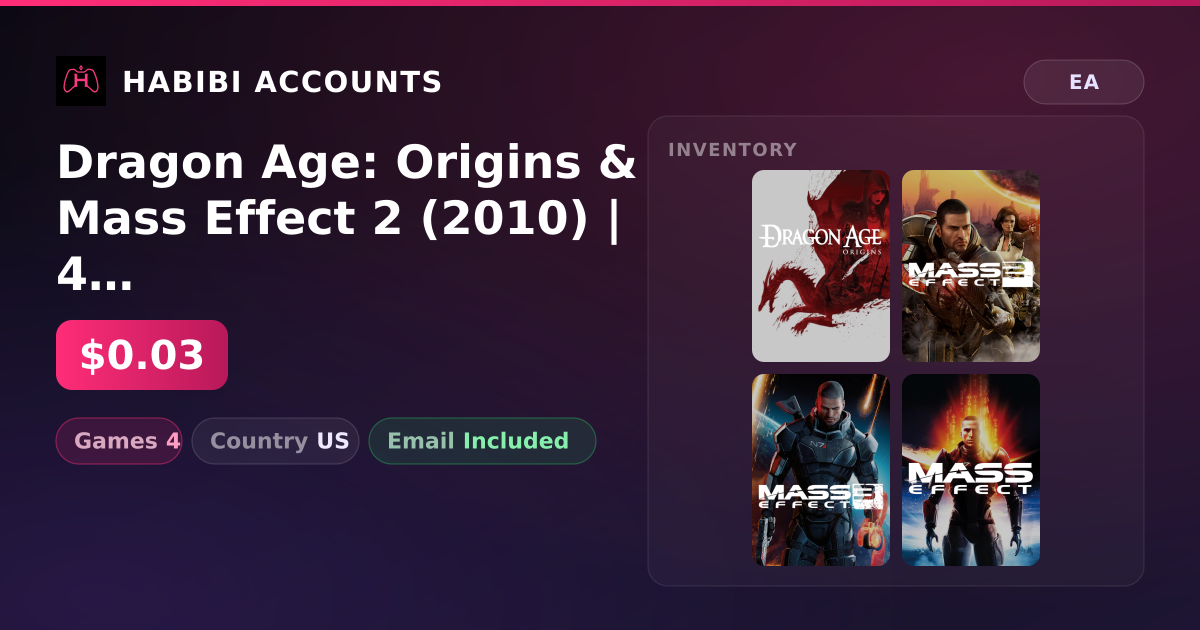 Dragon Age: Origins & Mass Effect 2 (2010) | 4 Games — HabibiAccounts