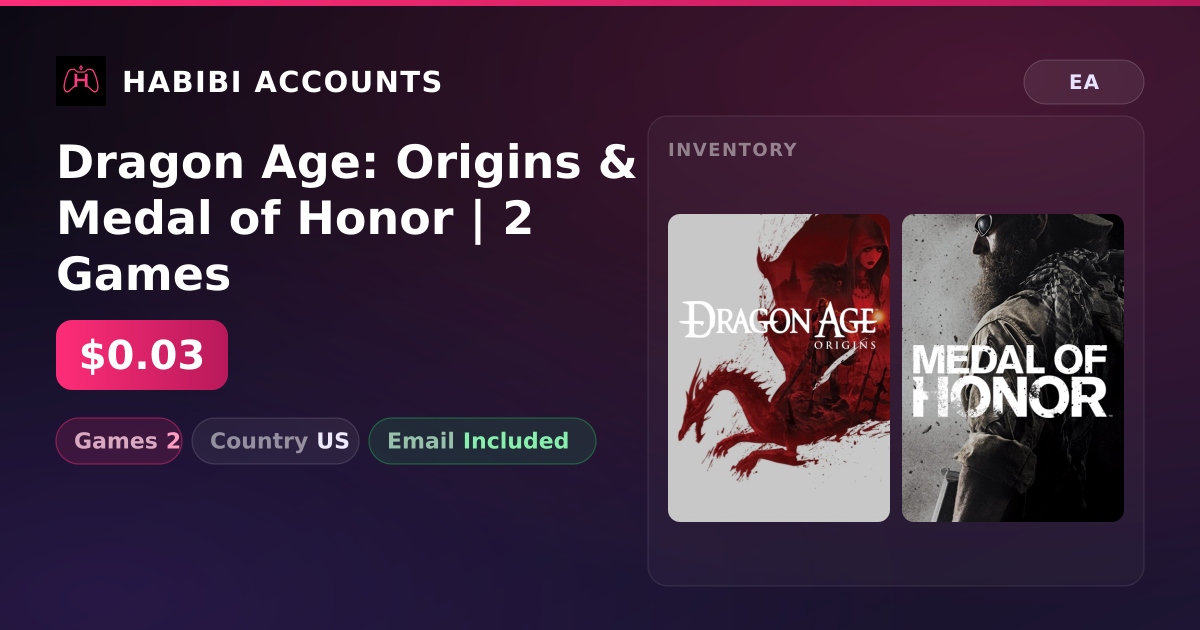 Dragon Age: Origins & Medal of Honor | 2 Games — HabibiAccounts