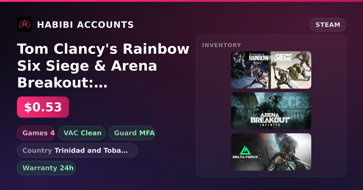 Tom Clancy's Rainbow Six Siege & Arena Breakout: Infinite — HabibiAccounts