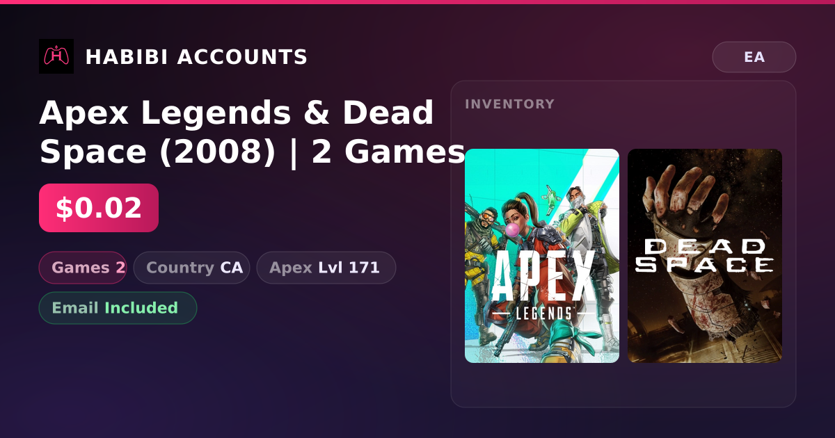 Apex Legends & Dead Space (2008) | 2 Games | Apex Lvl 171 — HabibiAccounts