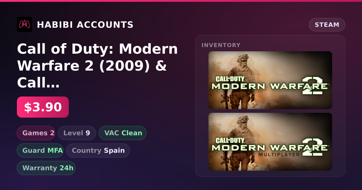 Call of Duty: Modern Warfare 2 (2009) & Call of Duty: Modern Warfare 2 - Multiplayer (2009) — HabibiAccounts