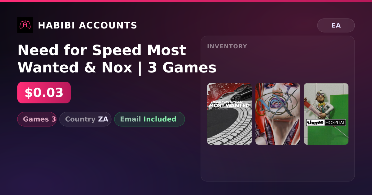 Need for Speed Most Wanted & Nox | 3 Games — HabibiAccounts