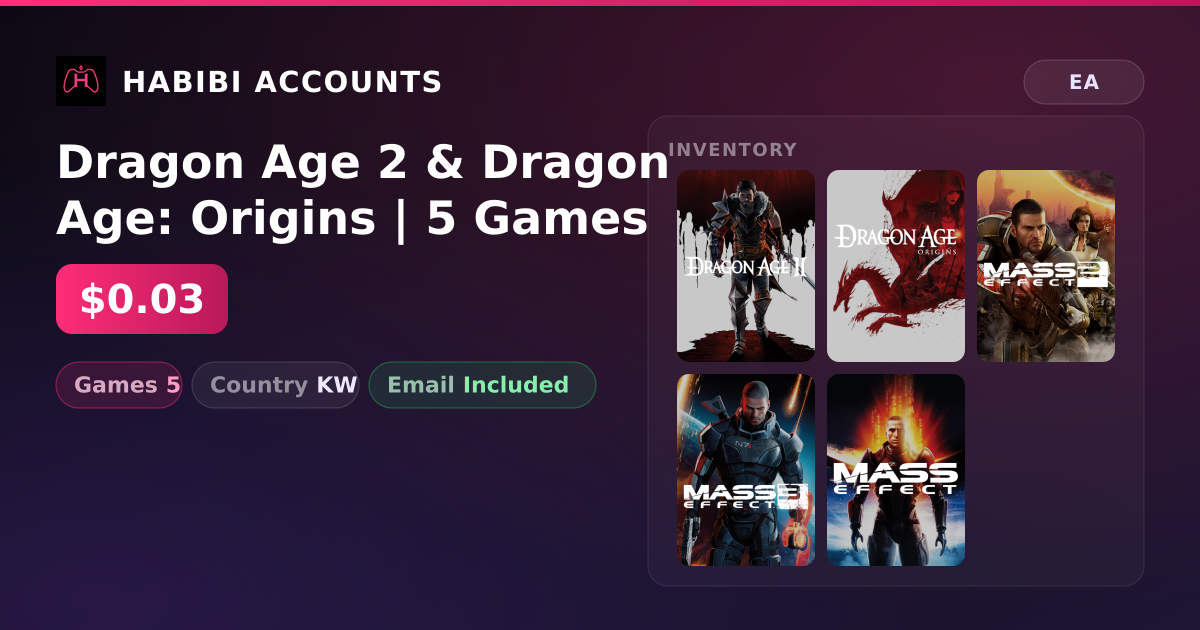 Dragon Age 2 & Dragon Age: Origins | 5 Games — HabibiAccounts