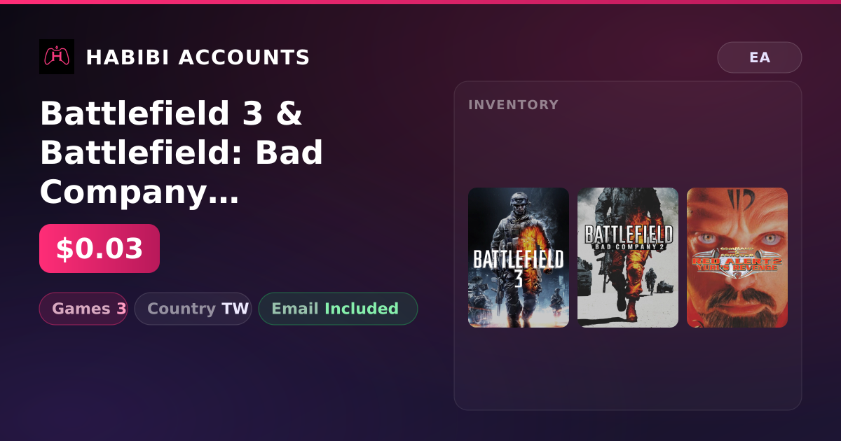 Battlefield 3 & Battlefield: Bad Company 2 | 3 Games — HabibiAccounts