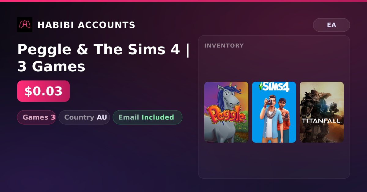 Peggle & The Sims 4 | 3 Games — HabibiAccounts