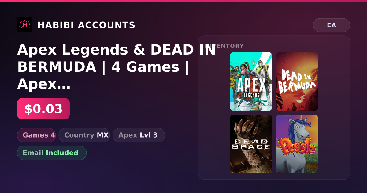 Apex Legends & DEAD IN BERMUDA | 4 Games | Apex Lvl 3 — HabibiAccounts