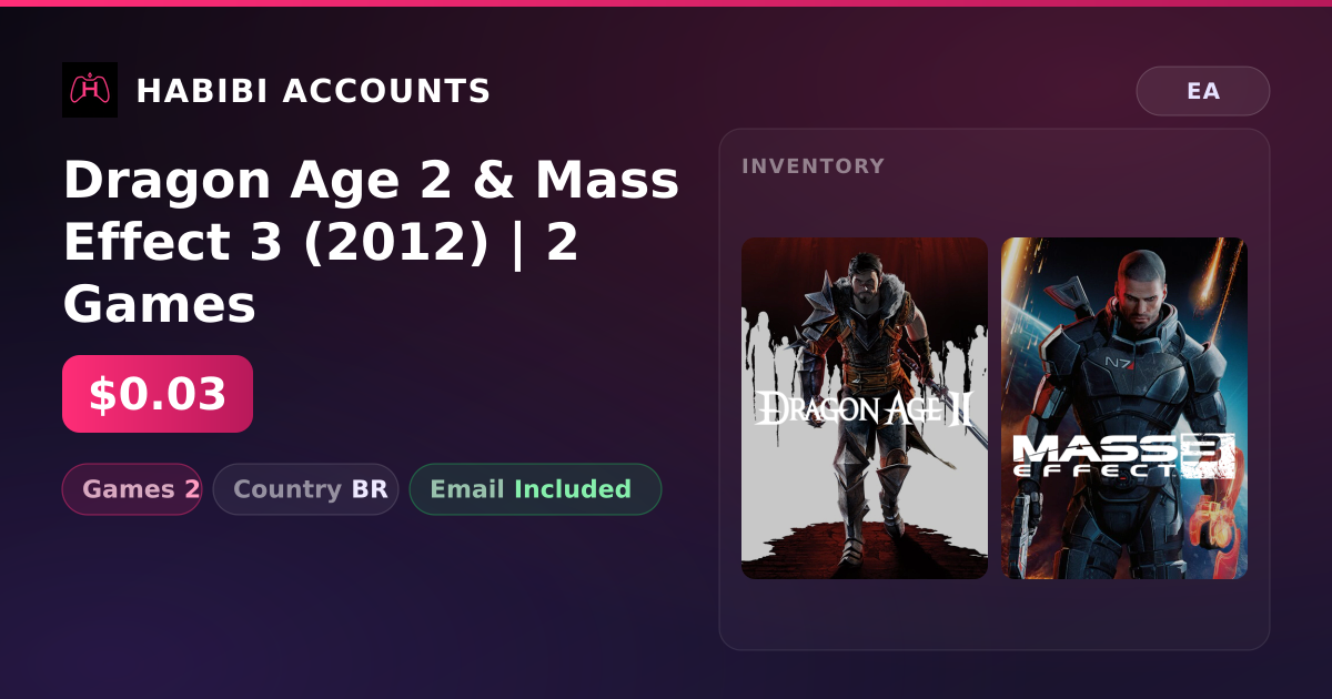 Dragon Age 2 & Mass Effect 3 (2012) | 2 Games — HabibiAccounts