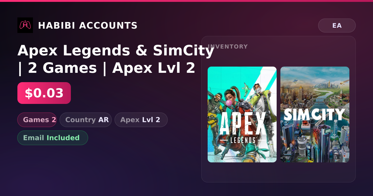 Apex Legends & SimCity | 2 Games | Apex Lvl 2 — HabibiAccounts
