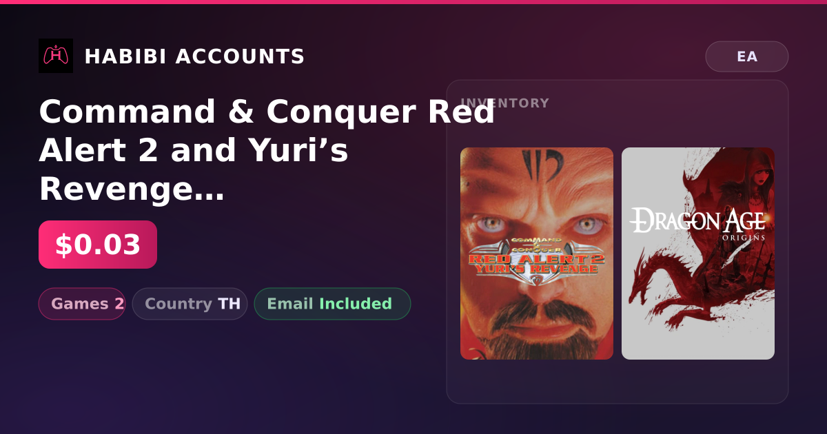 Command & Conquer Red Alert 2 and Yuri’s Revenge & Dragon Age: Origins | 2 Games — HabibiAccounts
