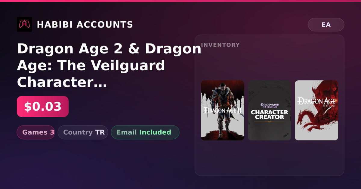 Dragon Age 2 & Dragon Age: The Veilguard Character Creator | 3 Games — HabibiAccounts