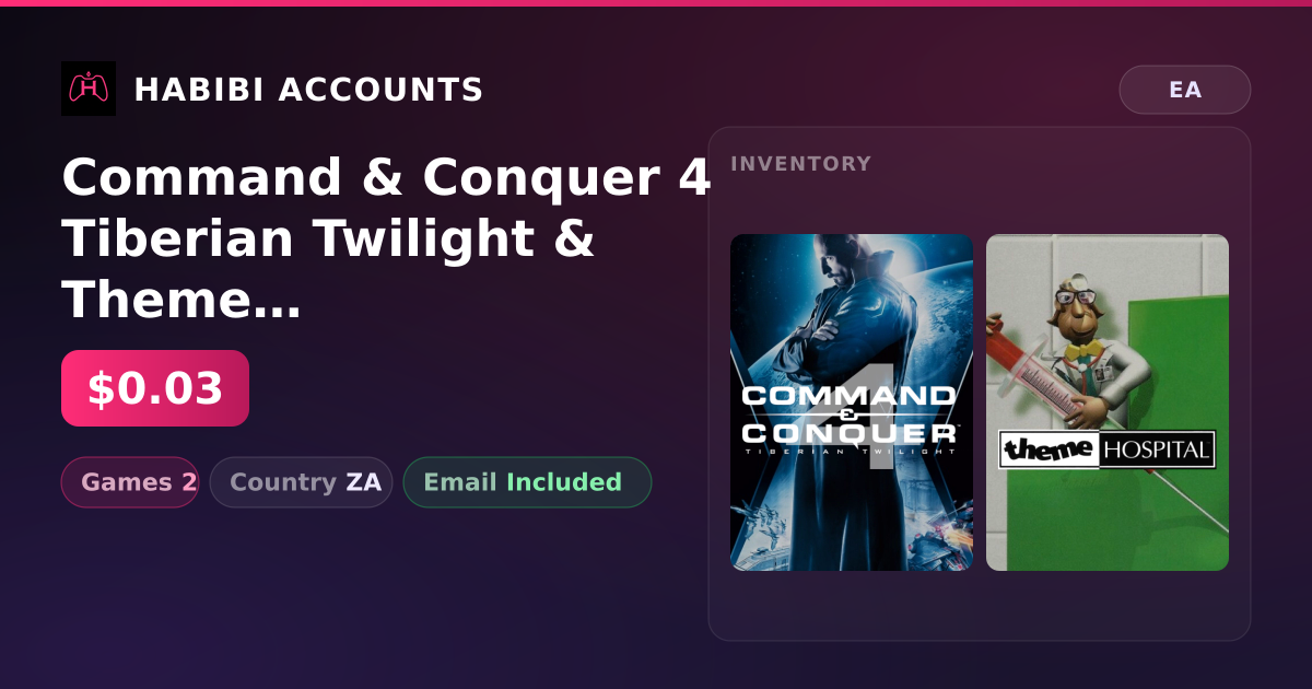 Command & Conquer 4 Tiberian Twilight & Theme Hospital | 2 Games — HabibiAccounts